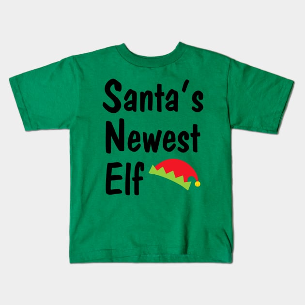 Santa's Newest Elf Kids T-Shirt by PeppermintClover